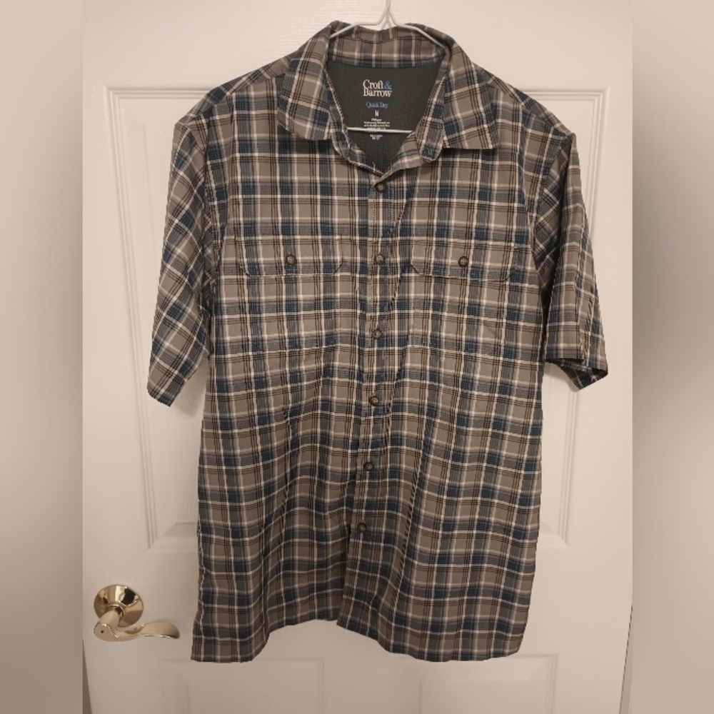 Croft & Barrow Quick Dry Men's Plaid Short Sleeve Shirt - Blue and Gray